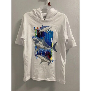 Shark Sequin jersey hoodie boys Short Sleeves Size 7